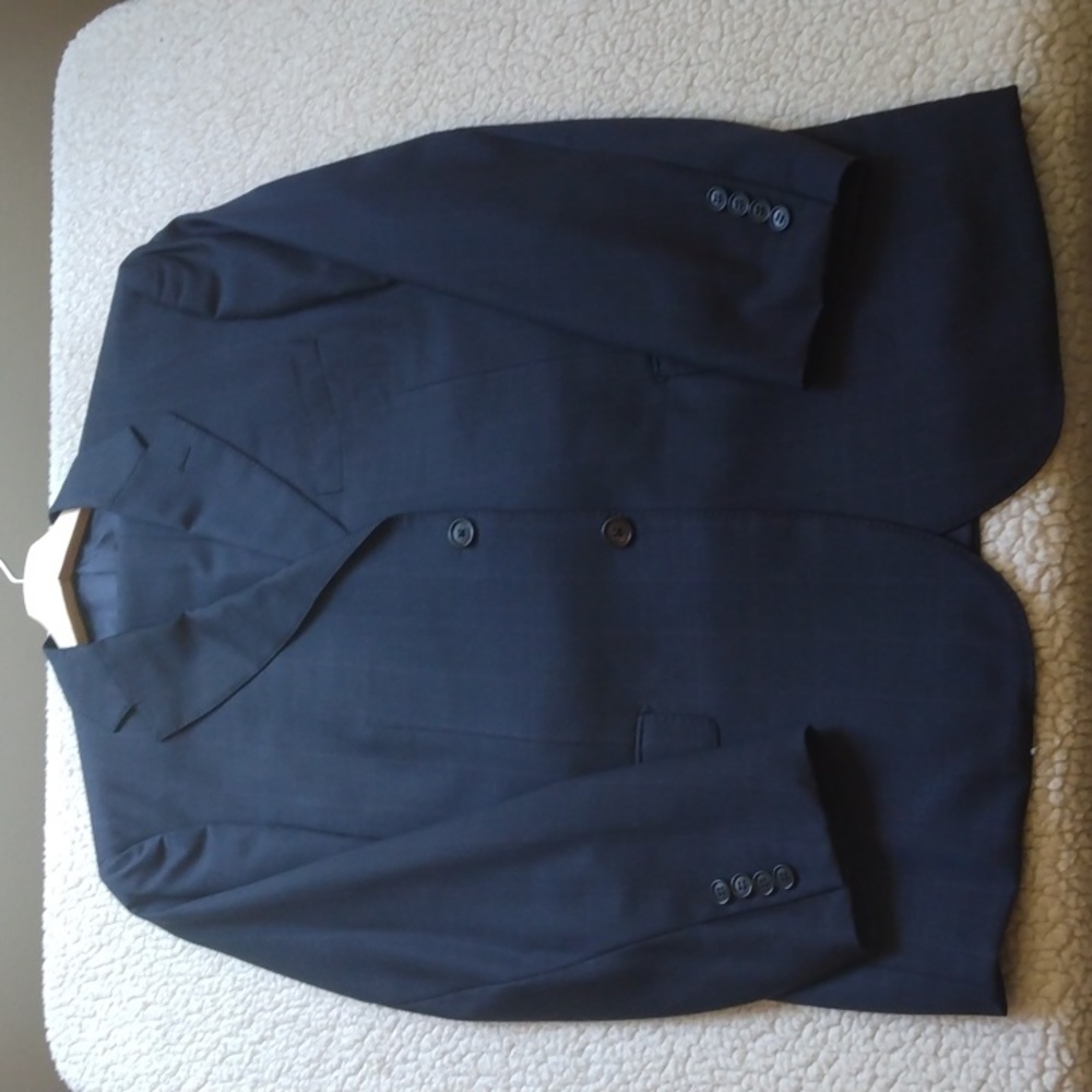 Corneliani Navy Windowpane Wool Spring/Summer Suit 42R US = 52R EU Made in Italy